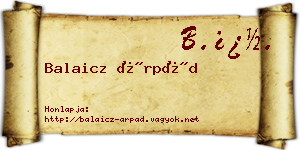 Balaicz Árpád névjegykártya